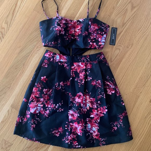 A Byer Printed Faux 2-Piece Party Dress - Picture 1 of 7